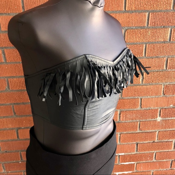 1980s IOU Leather Bodice with Fringe - Picture 6 of 12